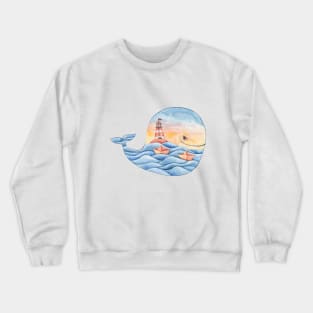 Watercolor cute whale illustration Crewneck Sweatshirt